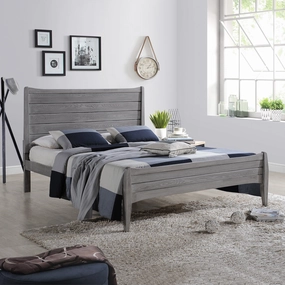 Rustic Wooden Queen Platform Bed - NH725903 throw blanket, decorative pillow