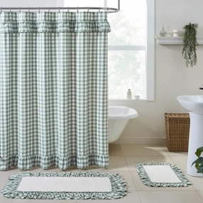 Sage Ann Buffalo Check Ruffled Shower Curtain Lighting,Lamps Fixtures