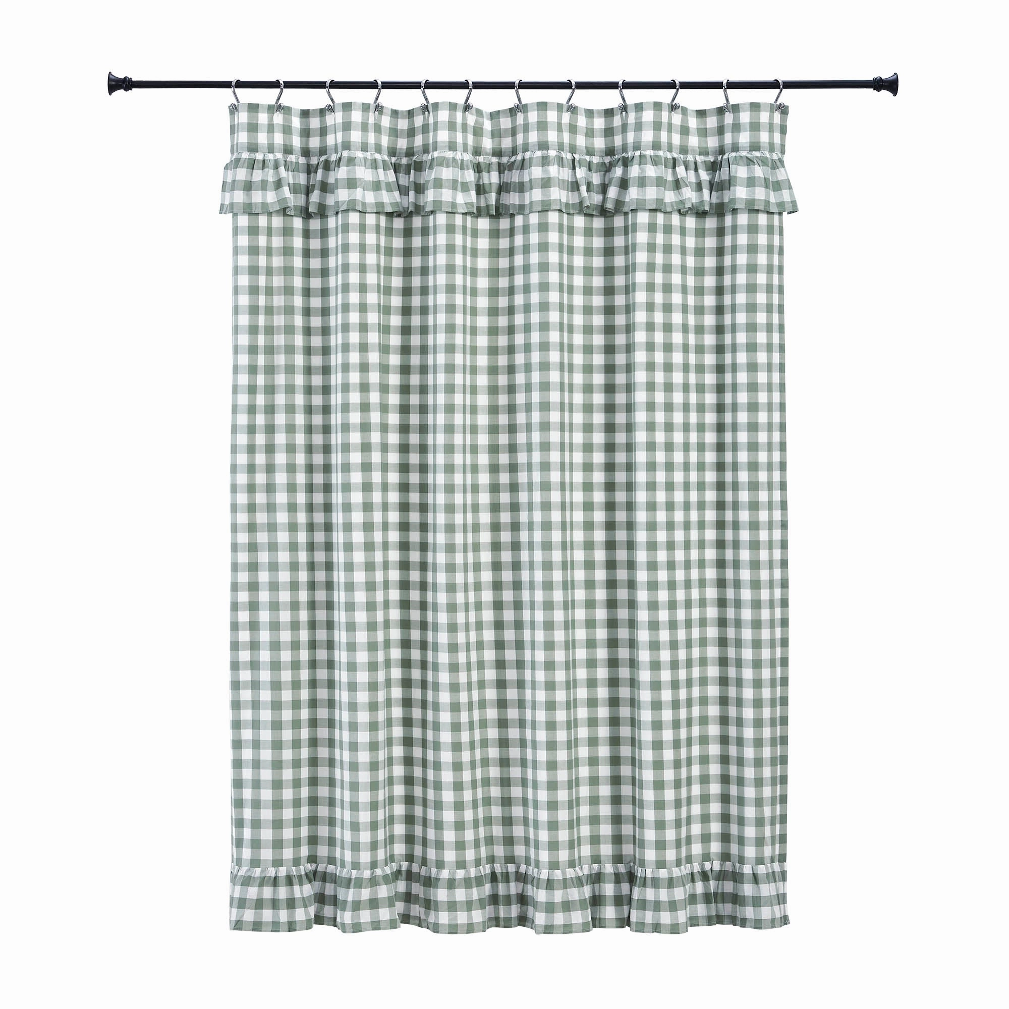 Sage Ann Buffalo Check Ruffled Shower Curtain