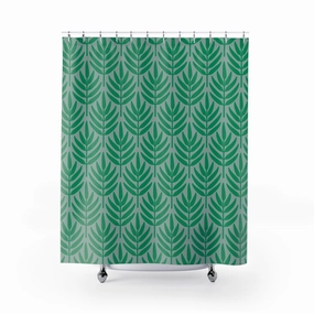 Sage green, floral shower curtain | Abstract Leaves bath curtain Lighting,Home Lighting