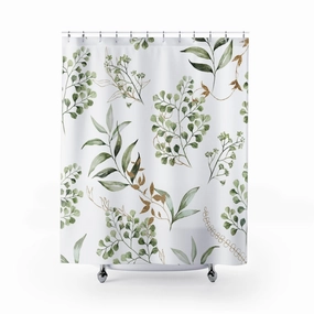 Sage Green White, Eucalyptus Leaves, Botanical Shower Curtain Lighting,Home Lighting