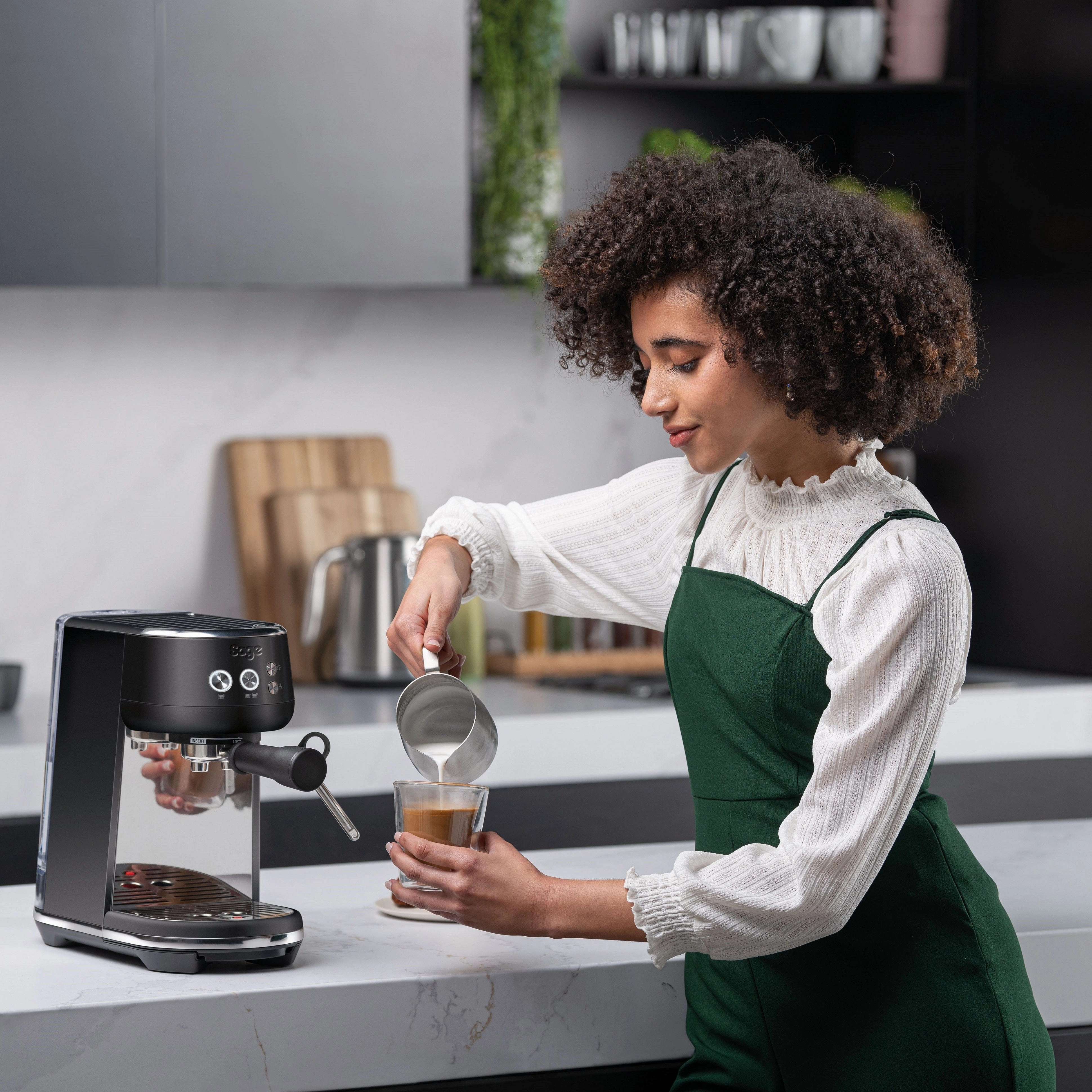 Sage the Bambino Coffee Machine In Black Truffle