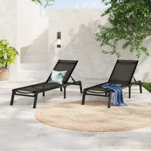 Salalh Outdoor Aluminum Folding Chaise Lounge, Set of 2 patio chairs, outdoor seating
