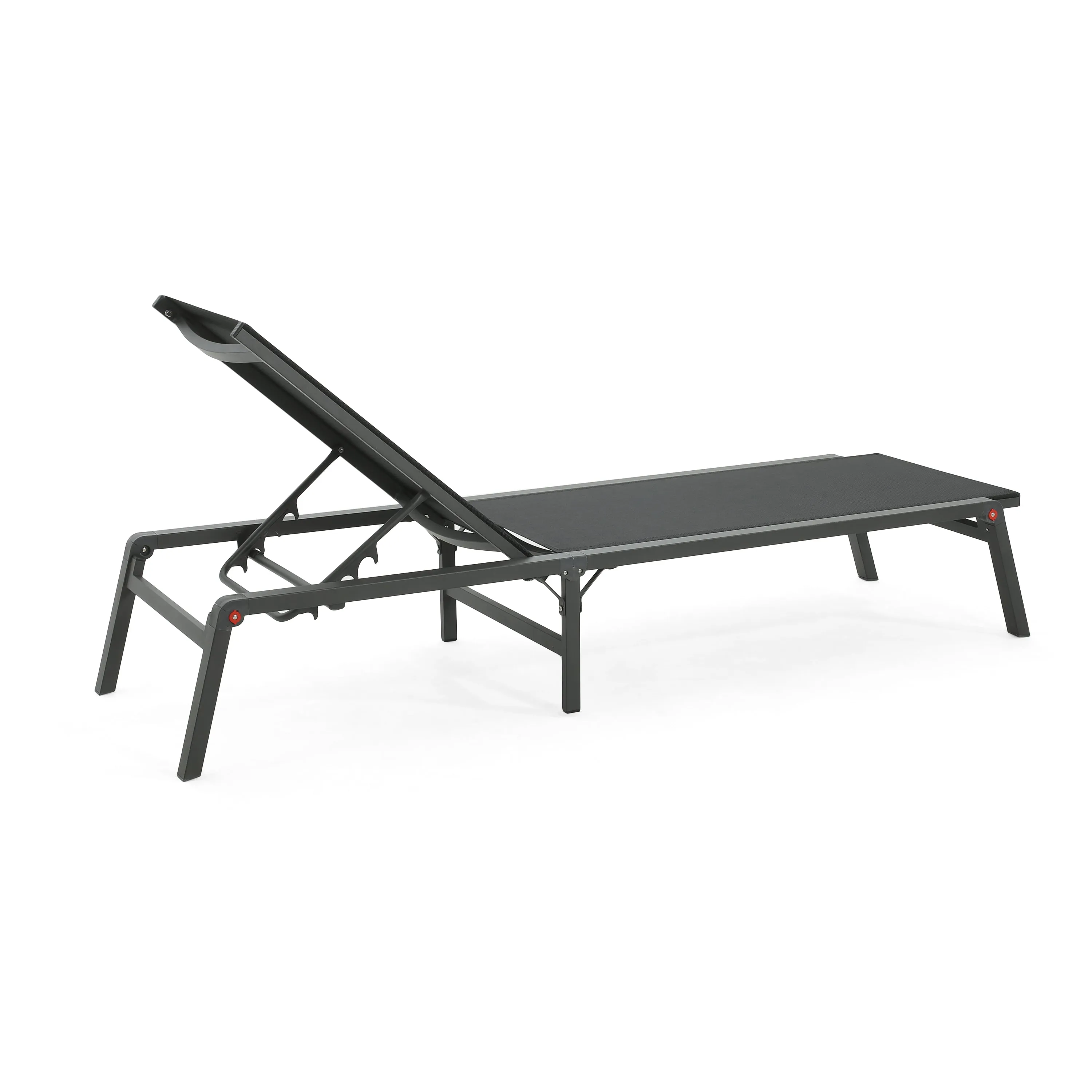 Salalh Outdoor Aluminum Folding Chaise Lounge, Set of 2