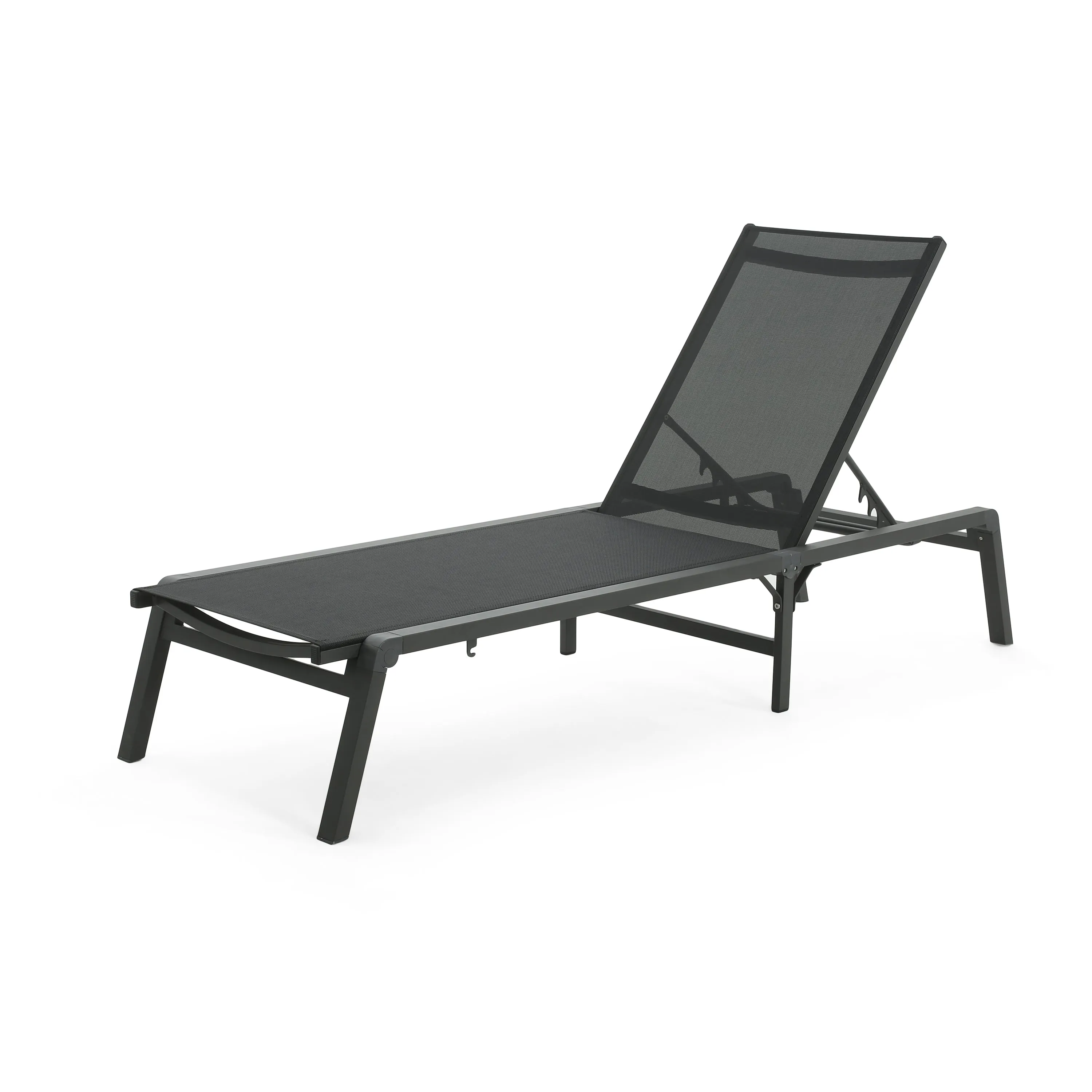 Salalh Outdoor Aluminum Folding Chaise Lounge, Set of 2
