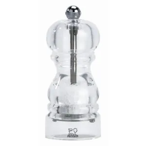 Salt mill, 12cm, Peugeot, Nancy, clear acrylic finish napkin rings, dining placemats