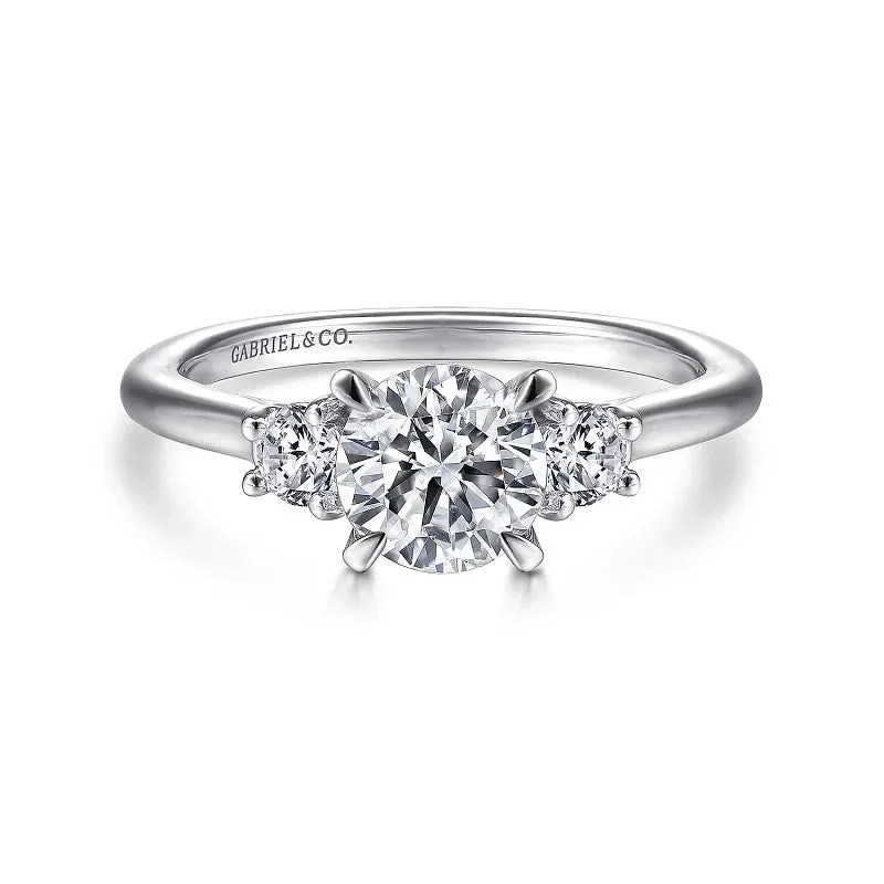Sanaa - 14K White Gold Round 3 Stone Diamond Engagement Ring (Setting Only)