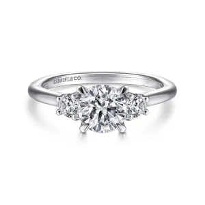 Sanaa - 14K White Gold Round 3 Stone Diamond Engagement Ring (Setting Only)