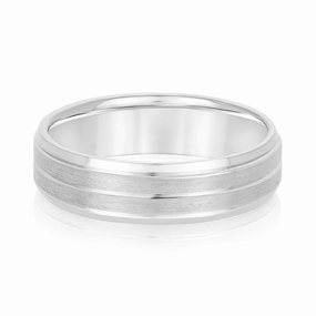 Sand Blast Men's Wedding Band with a Single Center Strip