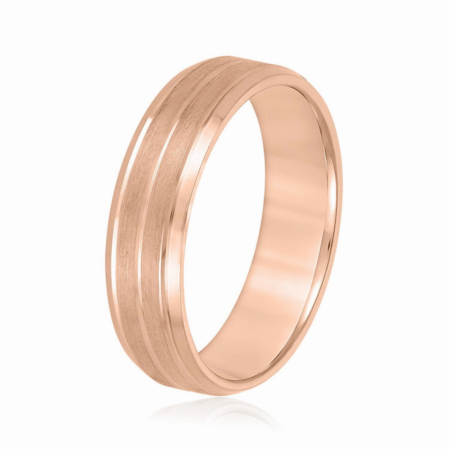 Sand Blast Men's Wedding Band with a Single Center Strip