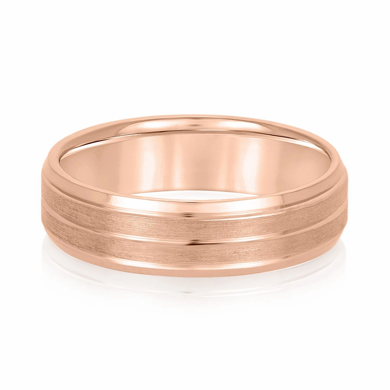 Sand Blast Men's Wedding Band with a Single Center Strip