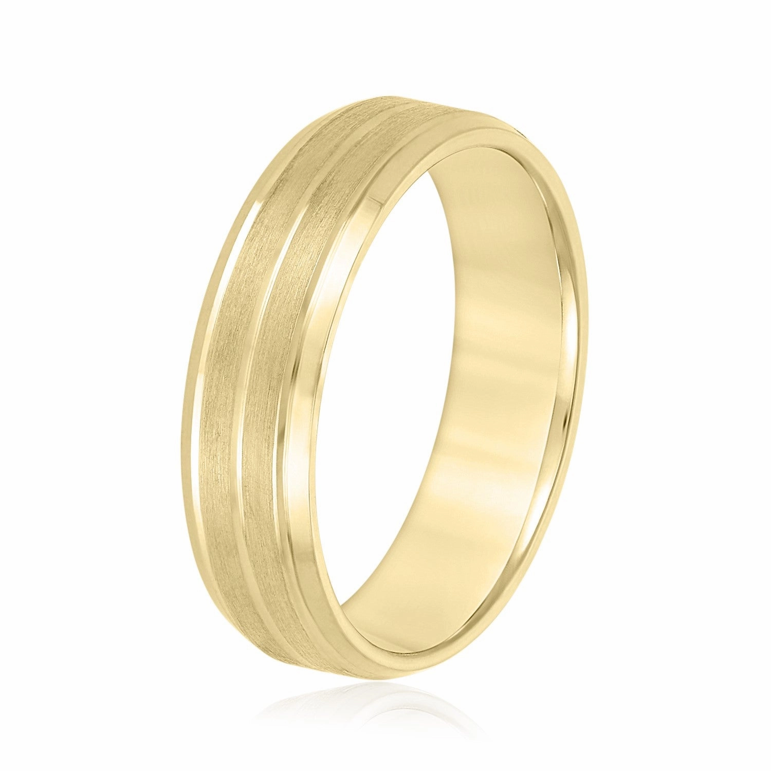 Sand Blast Men's Wedding Band with a Single Center Strip