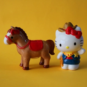 Sanrio Hello Kitty Cowgirl with Horse Salt & Pepper Shakers Clayworks Decorative Mirror,Home Decor Mirror