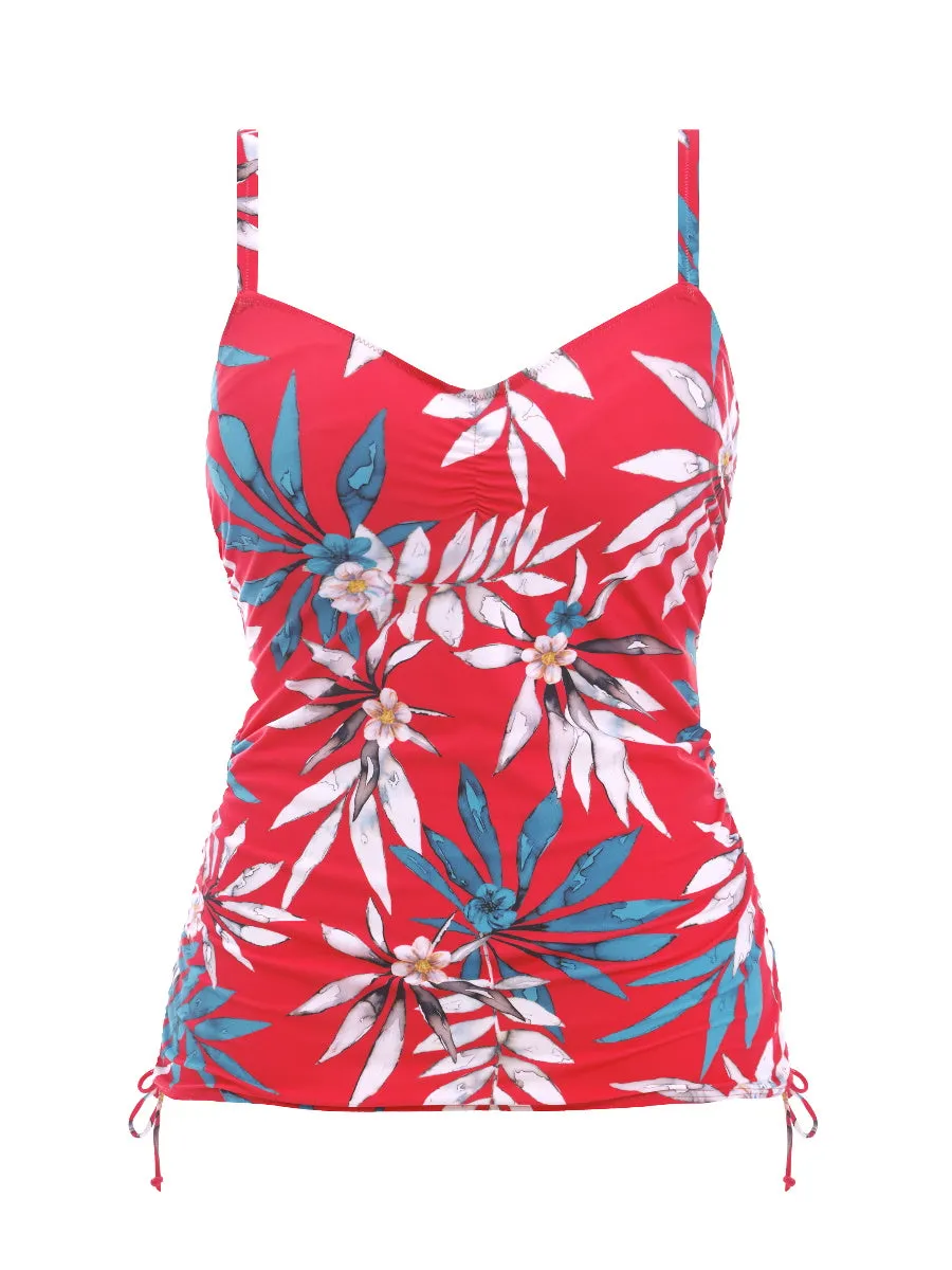 Santos Beach Adjustable Side Tankini - Pomegranate