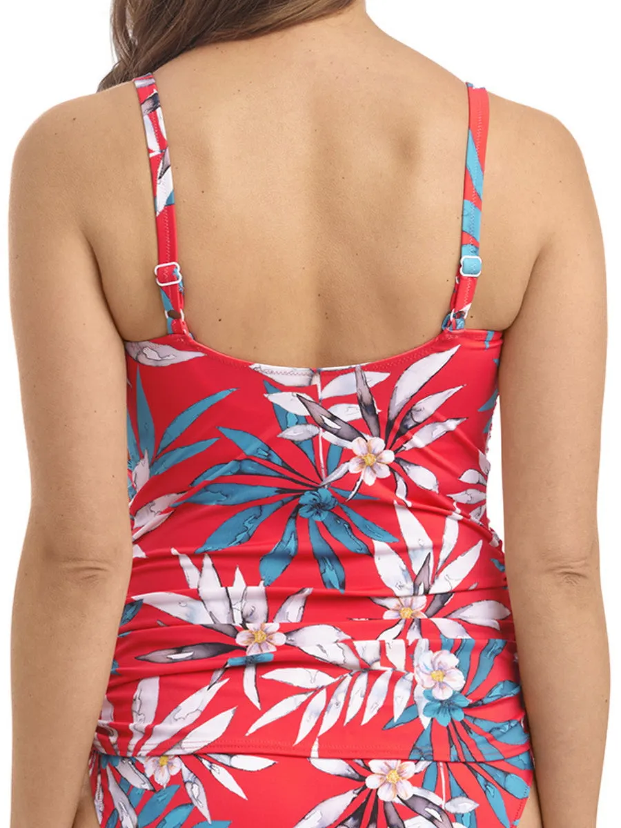 Santos Beach Adjustable Side Tankini - Pomegranate