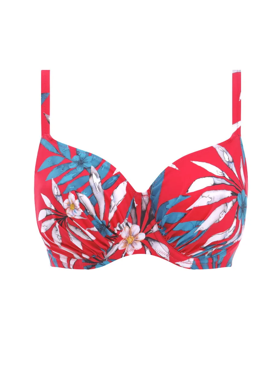 Santos Beach Gathered Full Cup Bikini Top - Pomegranate