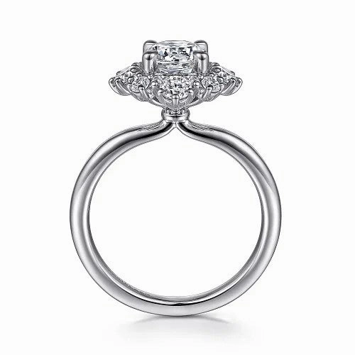 Saralynn - 14K White Gold Bursting Halo Round Diamond Engagement Ring (Setting Only)