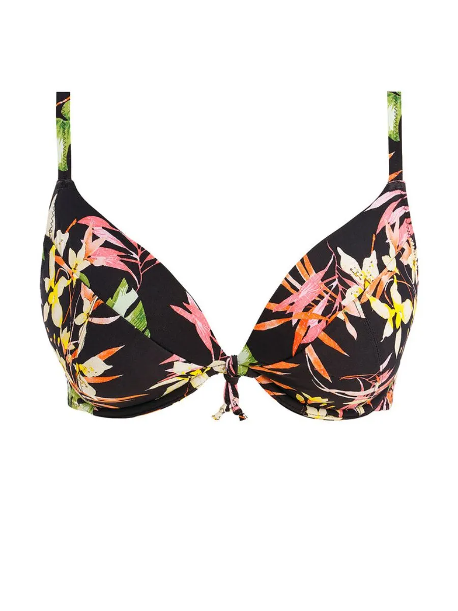 Savanna Sunset Plunge Tie Bikini Top - Multi