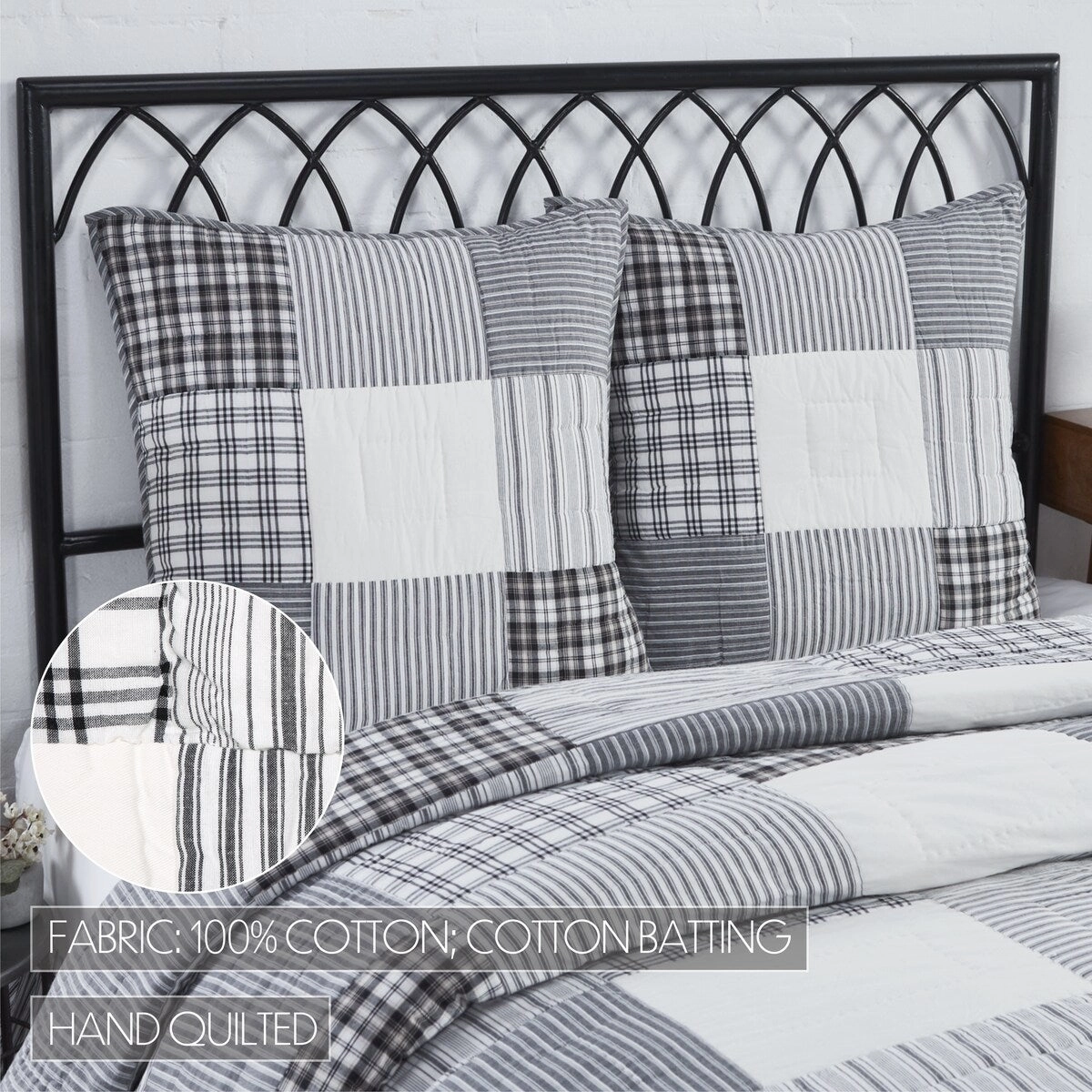 Sawyer Mill Black Quilted Euro Sham 26x26 pillowcases,cotton pillow covers,bed linen