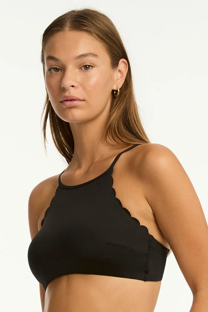 Scalloped High Neck Bikini Top
