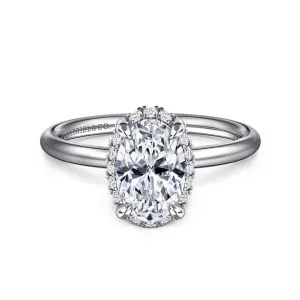 Seattle - 14K White Gold Oval Hidden Halo Diamond Engagement Ring (Setting Only)