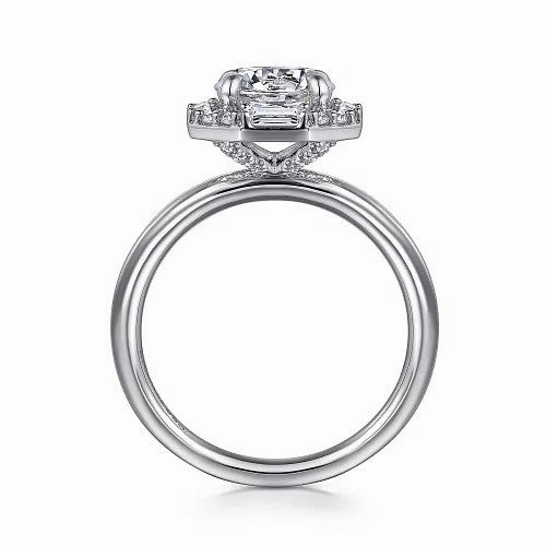 Seina - 14K White Gold Round Hidden Halo Diamond Engagement Ring (Setting Only)