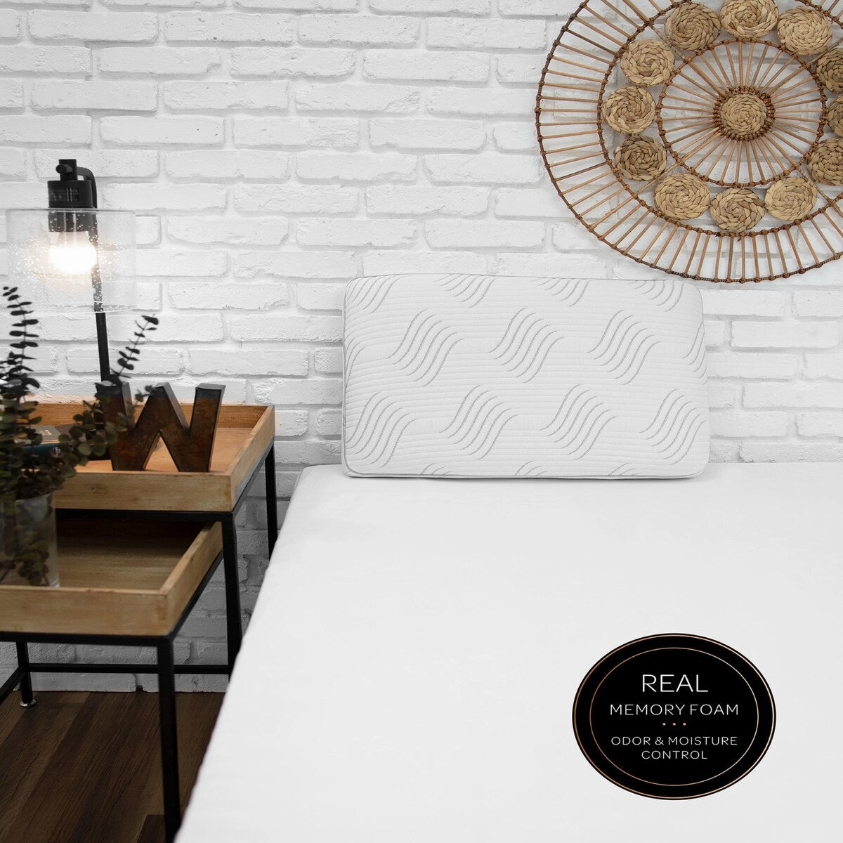 SensorPEDIC Charcoal Memory Foam Pillow with Built-In iCOOL Technology System - White