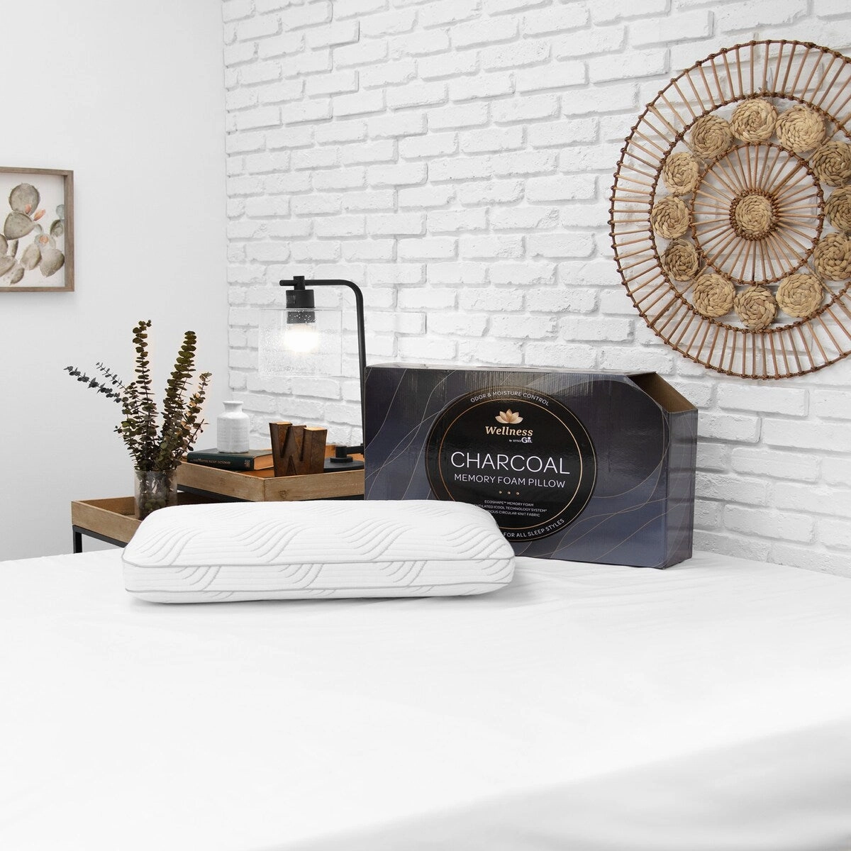 SensorPEDIC Charcoal Memory Foam Pillow with Built-In iCOOL Technology System - White