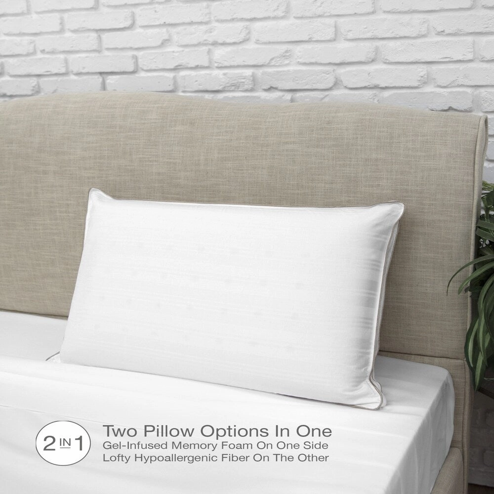 SensorPEDIC IdeaLOFT Memory Foam and Fiber Gusseted Bed Pillow - White