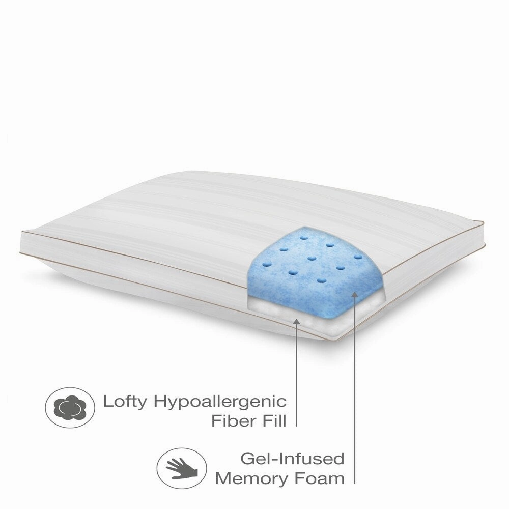 SensorPEDIC IdeaLOFT Memory Foam and Fiber Gusseted Bed Pillow - White
