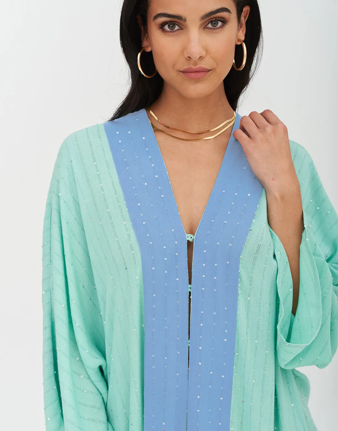 Sequin Kimono - Mint