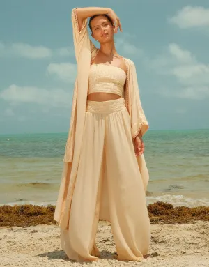 Sequin Palazzo Pants - Melon