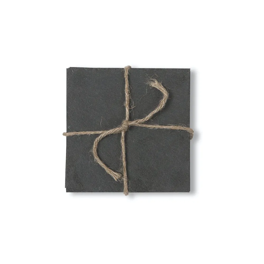 Set of 4 coasters tied with string, 11 x 11cm, Slate