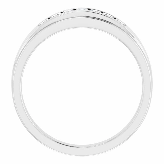Seven Stone Channel Set Princess Diamond Men's Ring
