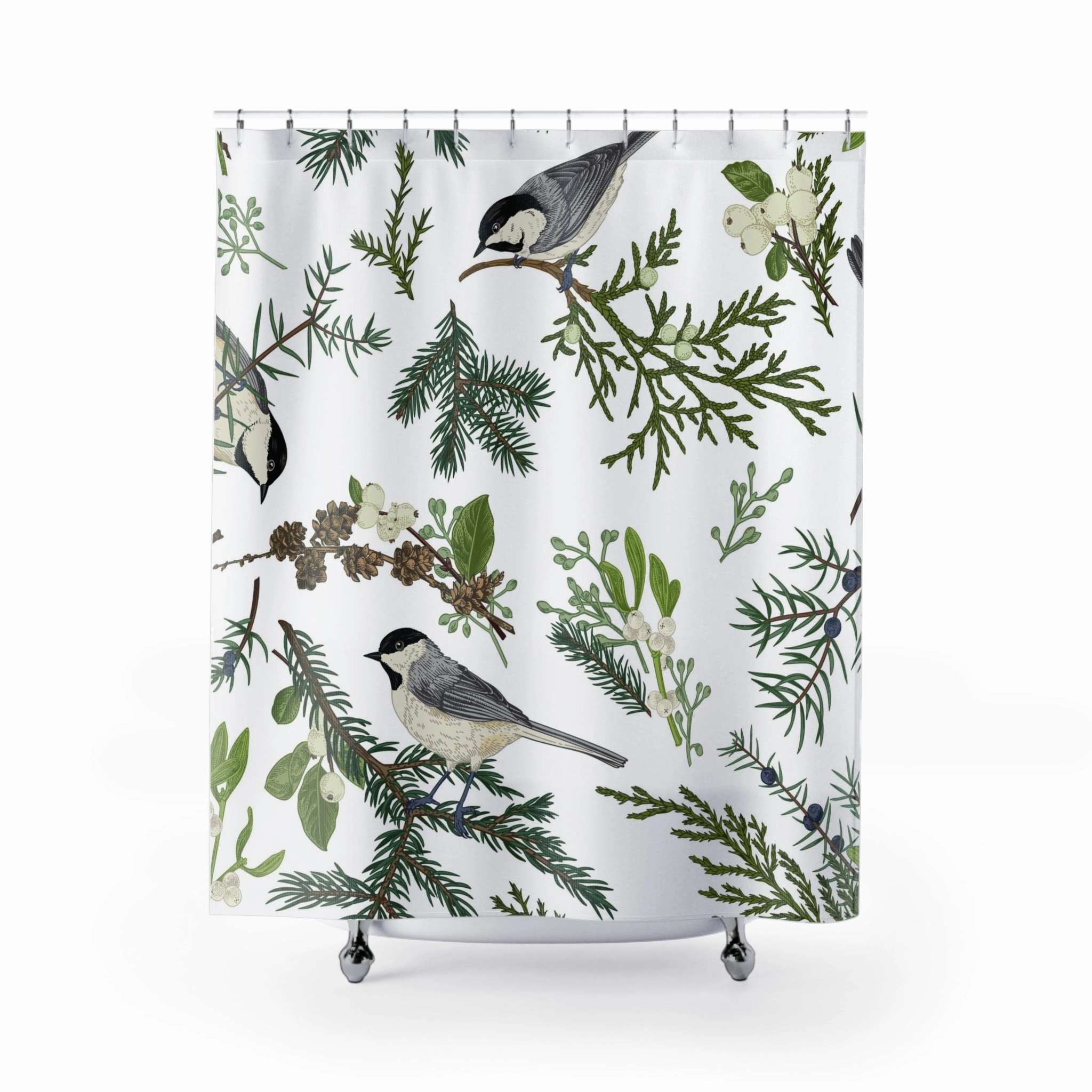 Shabby Nature Shower Curtain | Green White, Nature Bath Curtain Lighting,Home Lighting