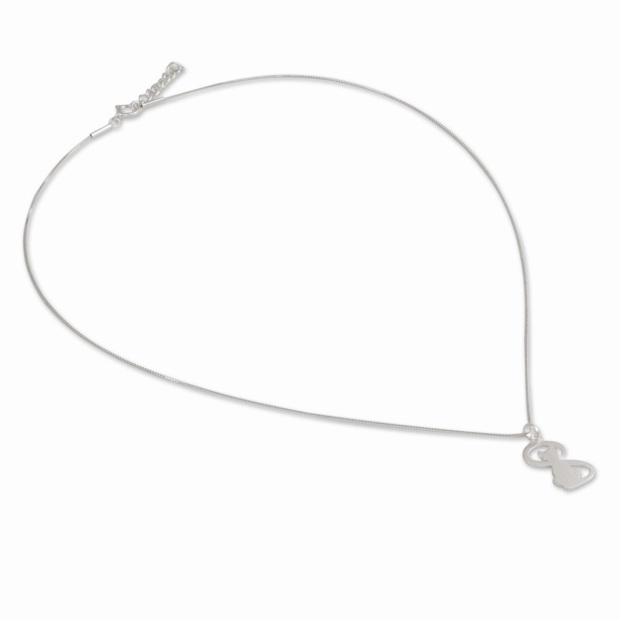 Shadow Cat Thailand Artisan Crafted Silver Cat Necklace
