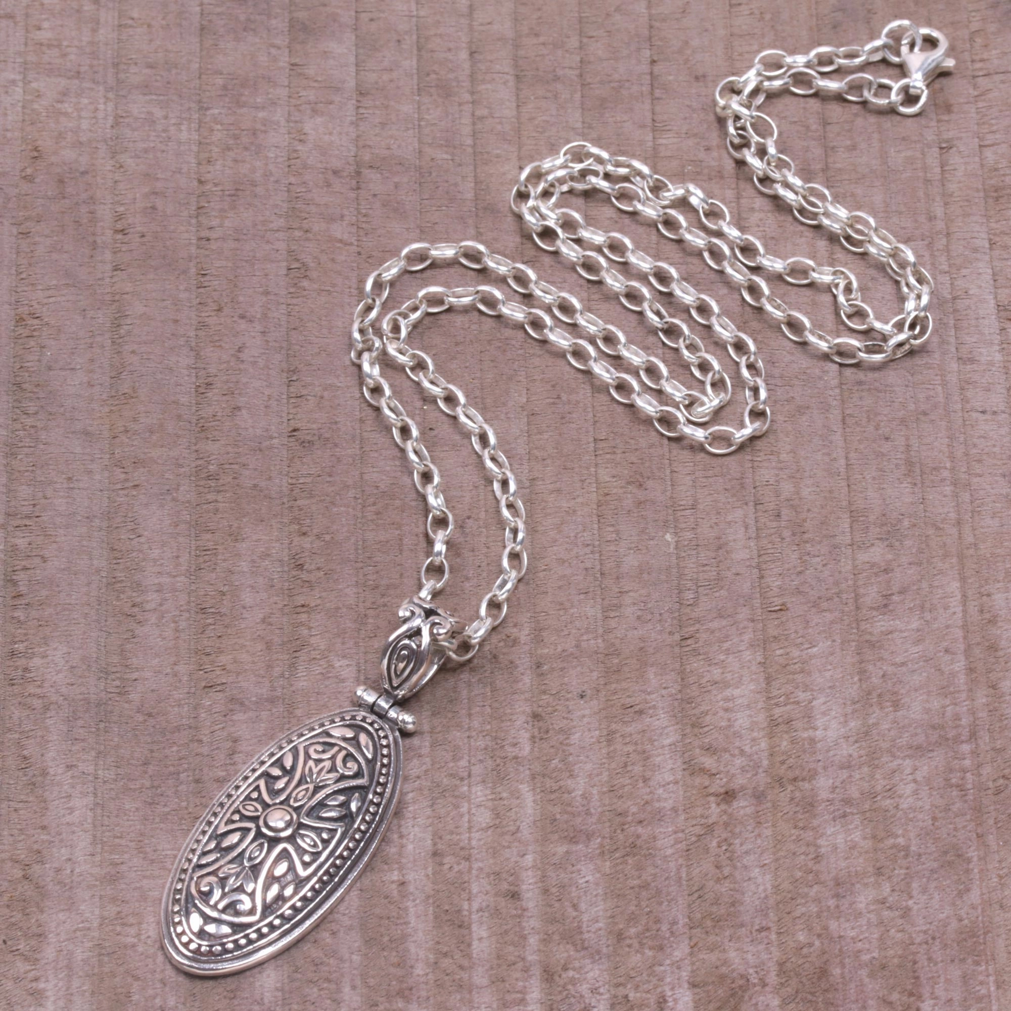 Shield of Bravery Sterling Silver Necklace with Cross Pendant and Rolo Chain