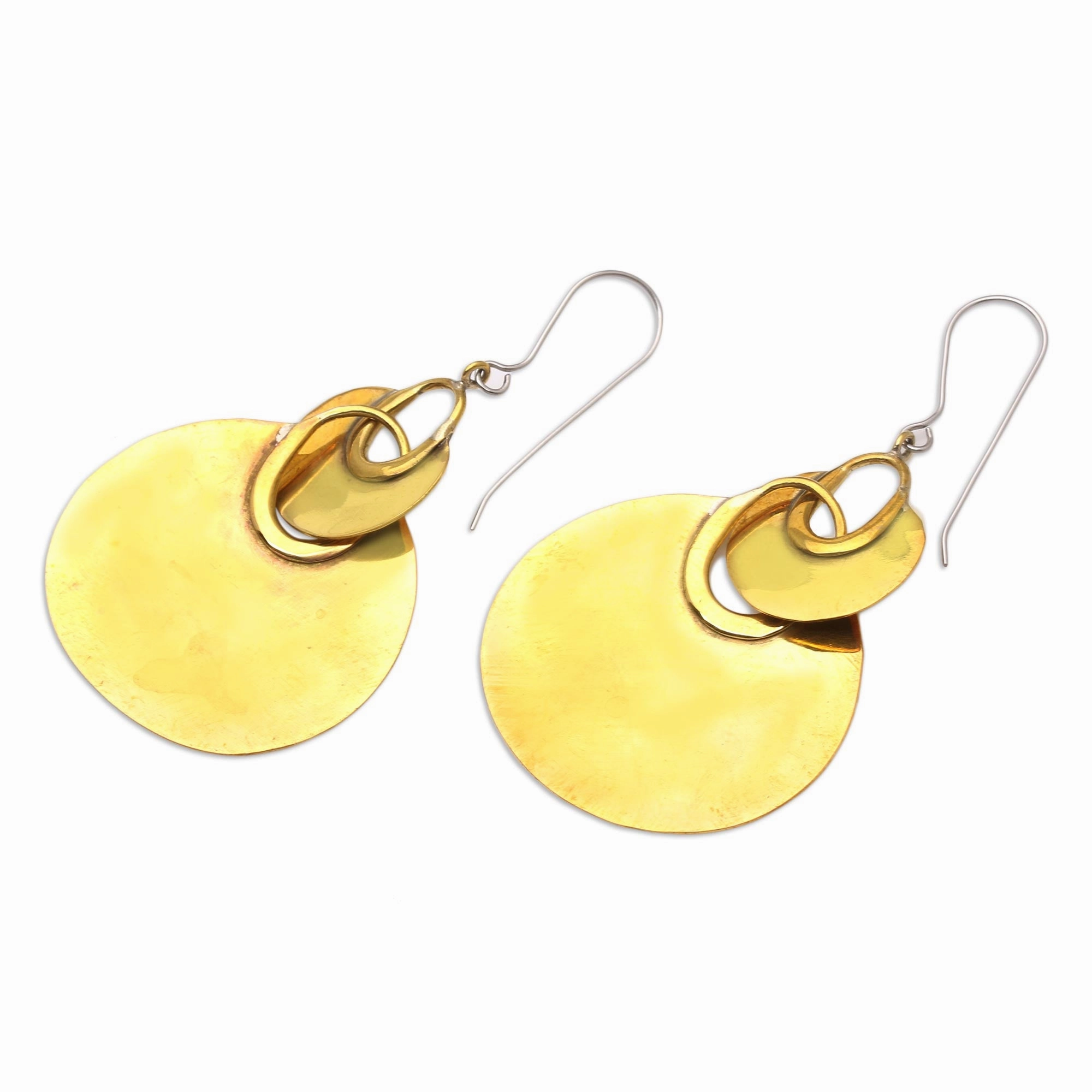 Shimmering Fan Handmade Brass Dangle Earrings