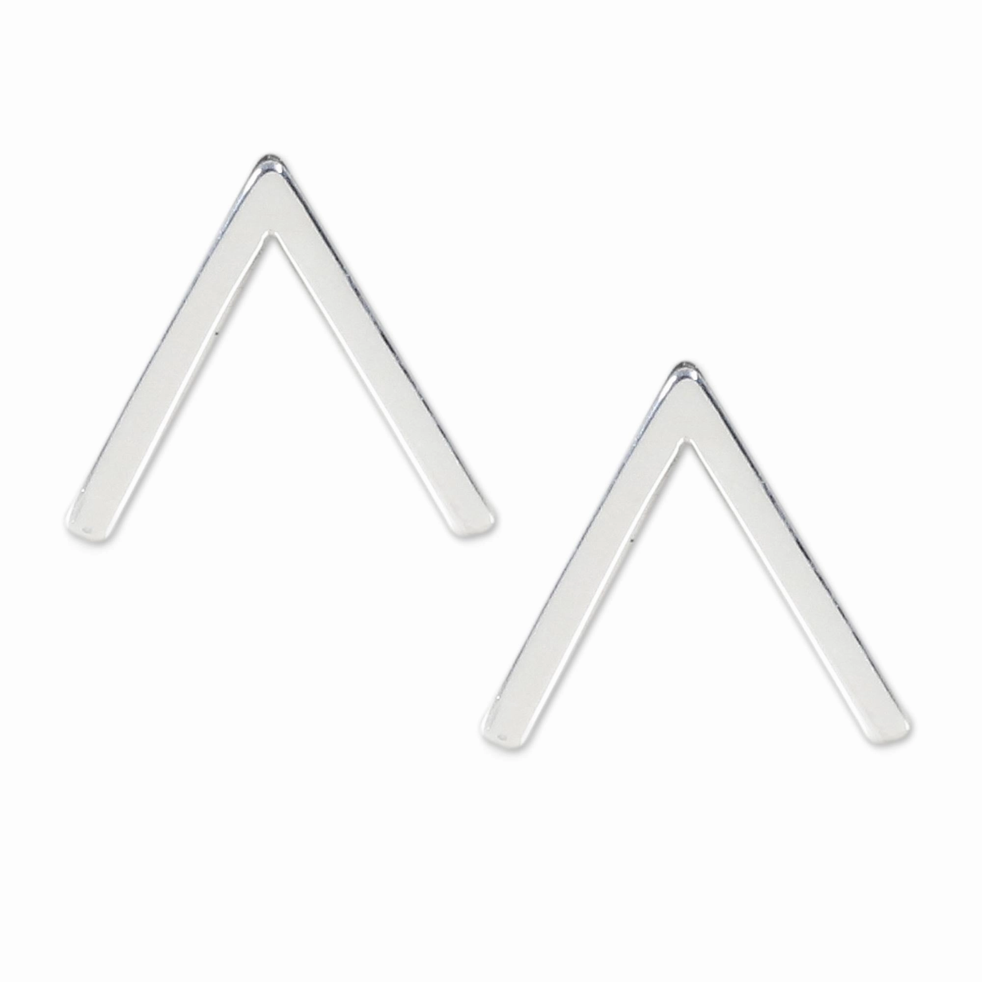 Shimmering Mountains Sterling Silver Pointed Post Earrings from Thailand