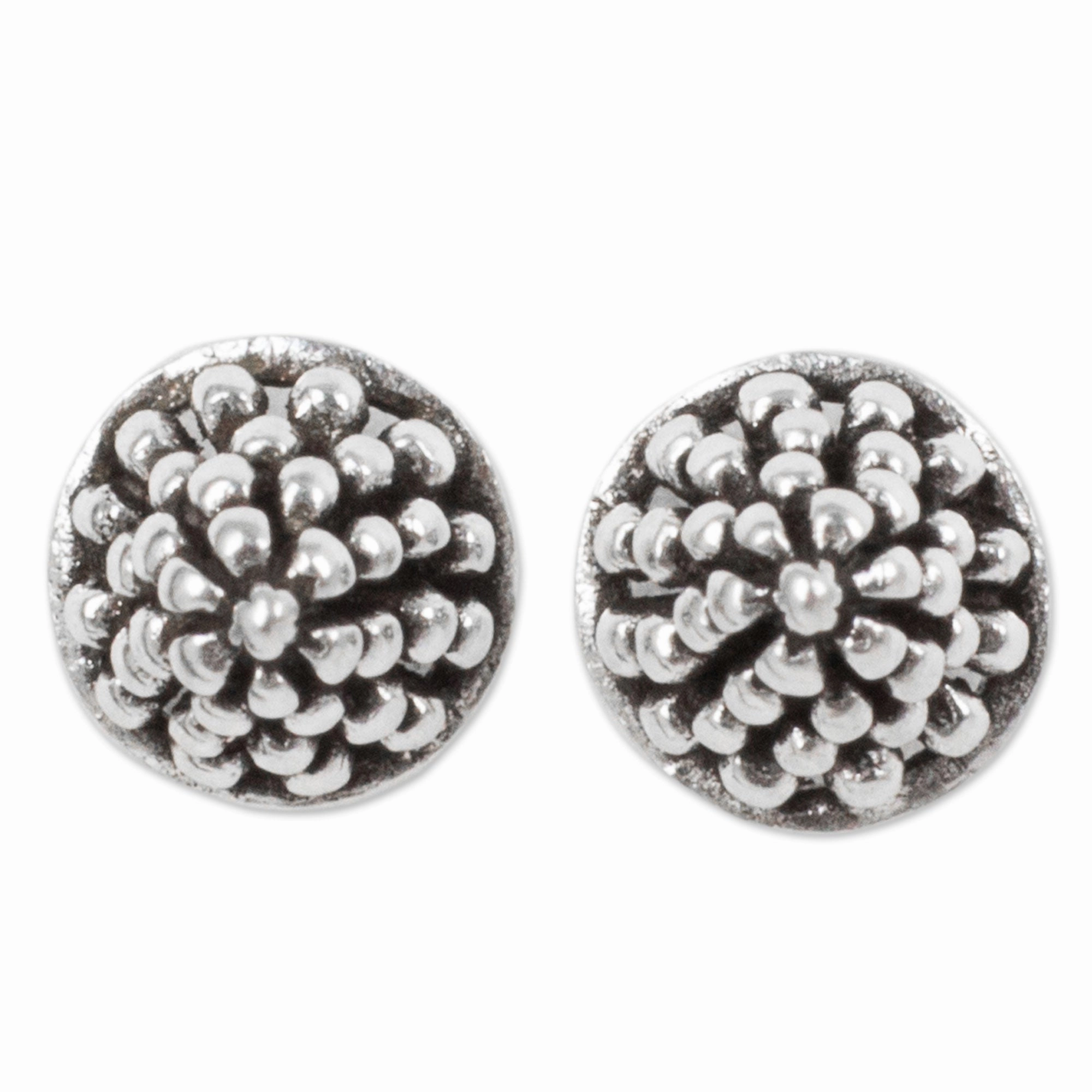 Shining Berry Fair Trade Silver Berry Theme Stud Earrings