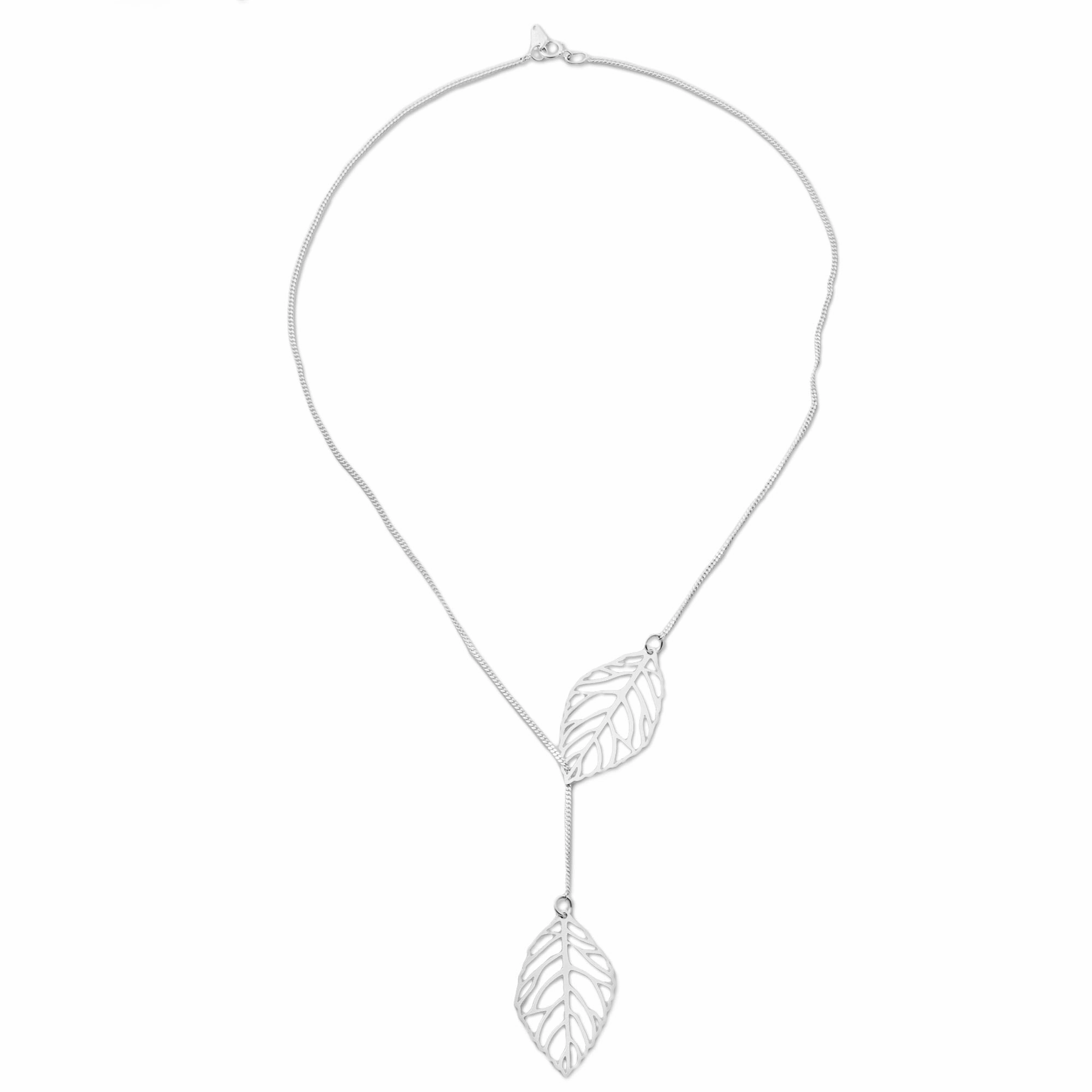 Shining Leaves Sterling Silver Pendant Necklace Leaves from Peru