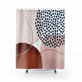 Shower Curtain | Abstract Rust Navy | Blush Pink Cream Lighting,Home Lighting