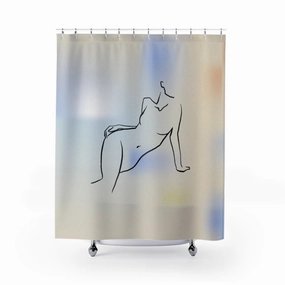 Shower Curtain | Boho Female Line Art Lighting,Home Lighting