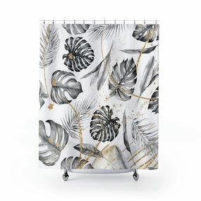 Shower Curtain | Gray Monstera Lighting,Home Lighting