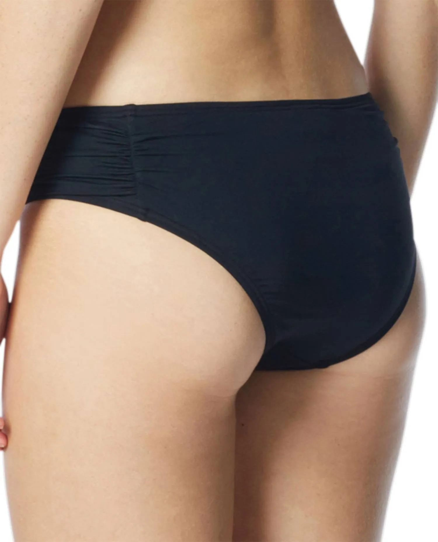 Side Shirred Bikini Bottom In Coc Black