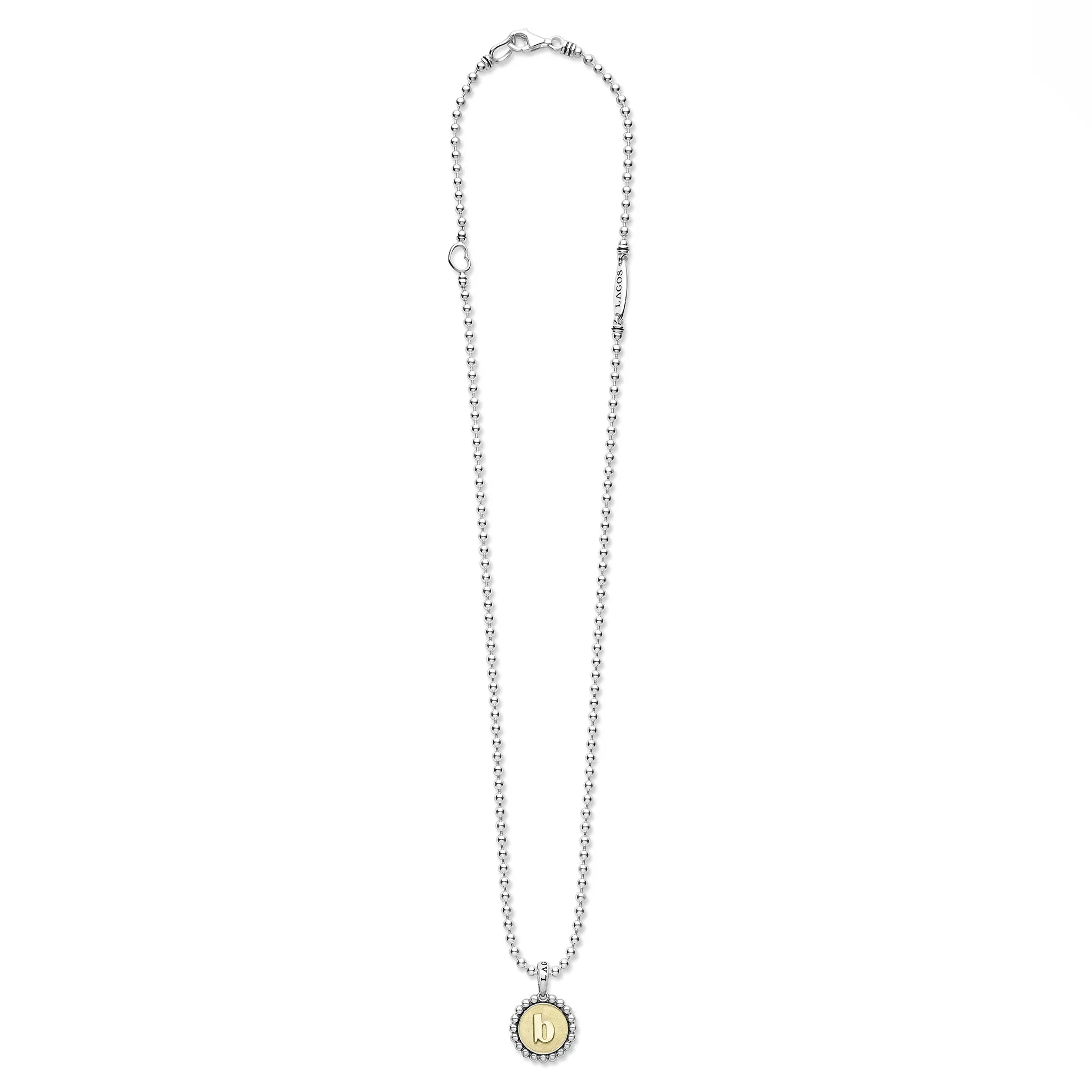 Signature Caviar B Initial Charm Necklace