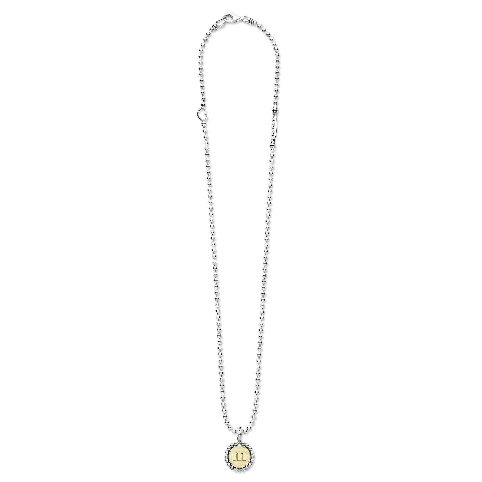 Signature Caviar M Initial Charm Necklace