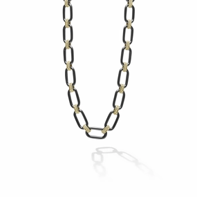 Signature Caviar 18K Gold and Black Ceramic Link Necklace | 6mm