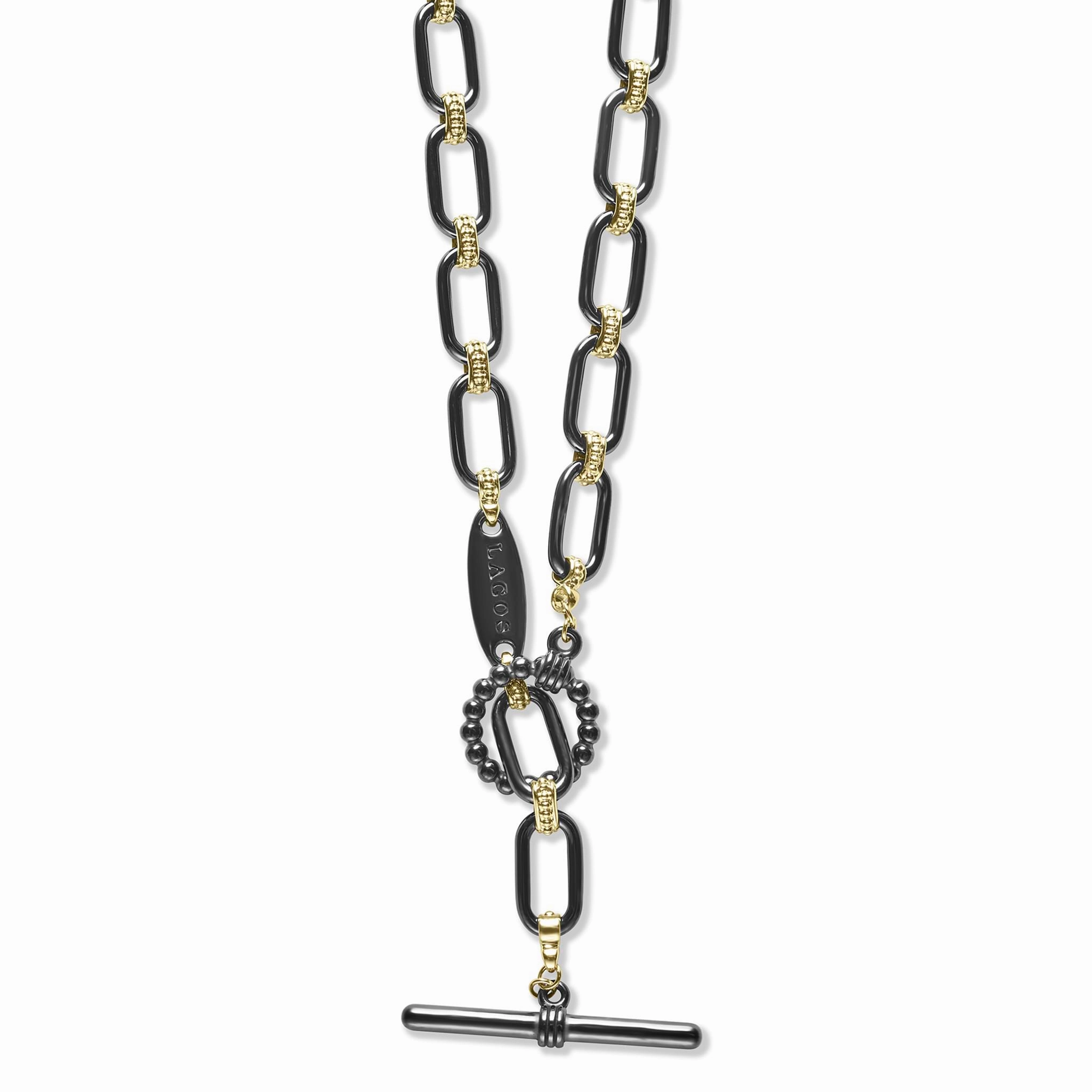 Signature Caviar 18K Gold and Black Ceramic Link Necklace | 6mm