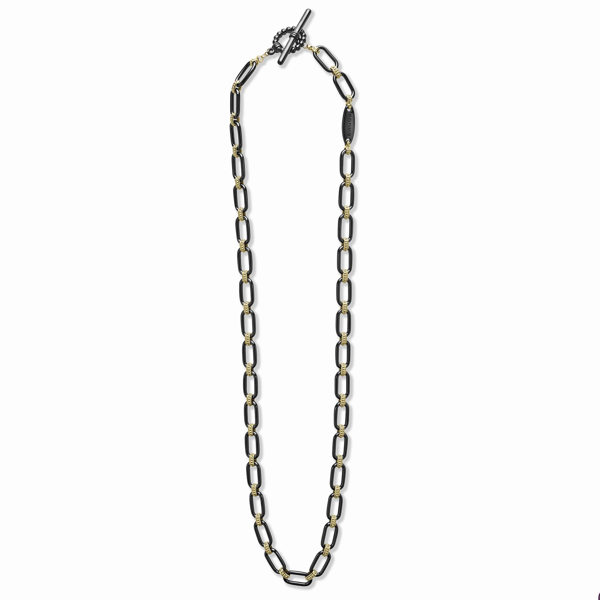 Signature Caviar 18K Gold and Black Ceramic Link Necklace | 6mm
